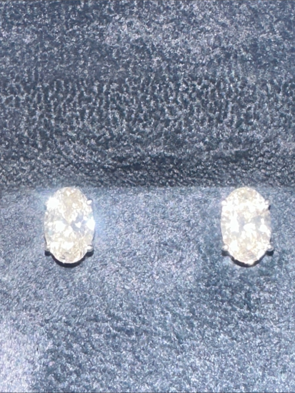 Pompeii3 White Gold 2 carrot Oval Lab-Grown Diamond Stud Earrings - Picture 3 of 11